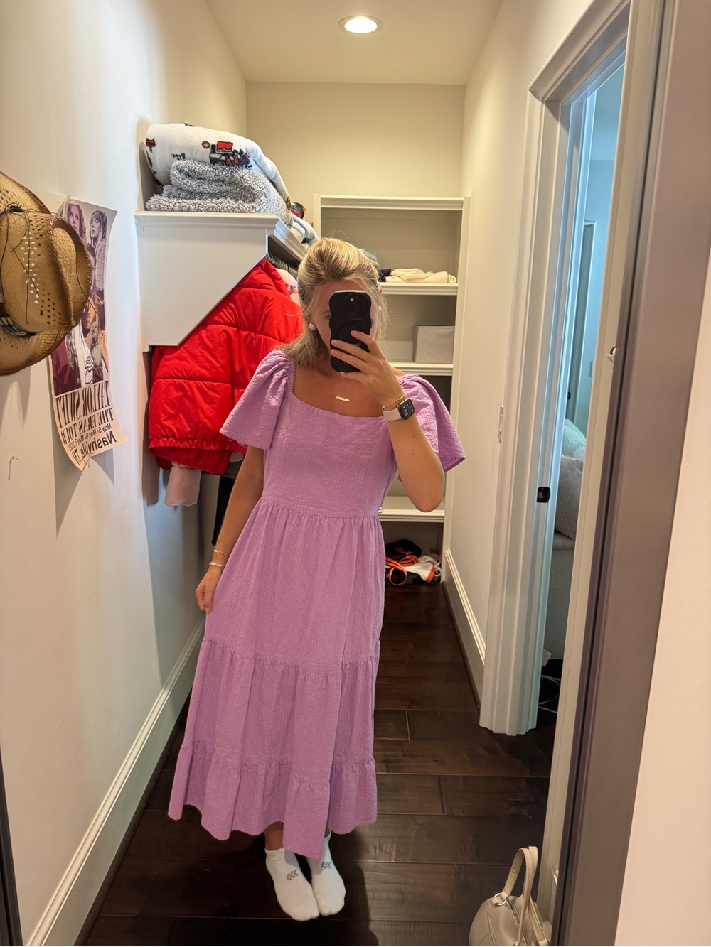 Z Supply Lavender Tiered Maxi Dress with Square Neck